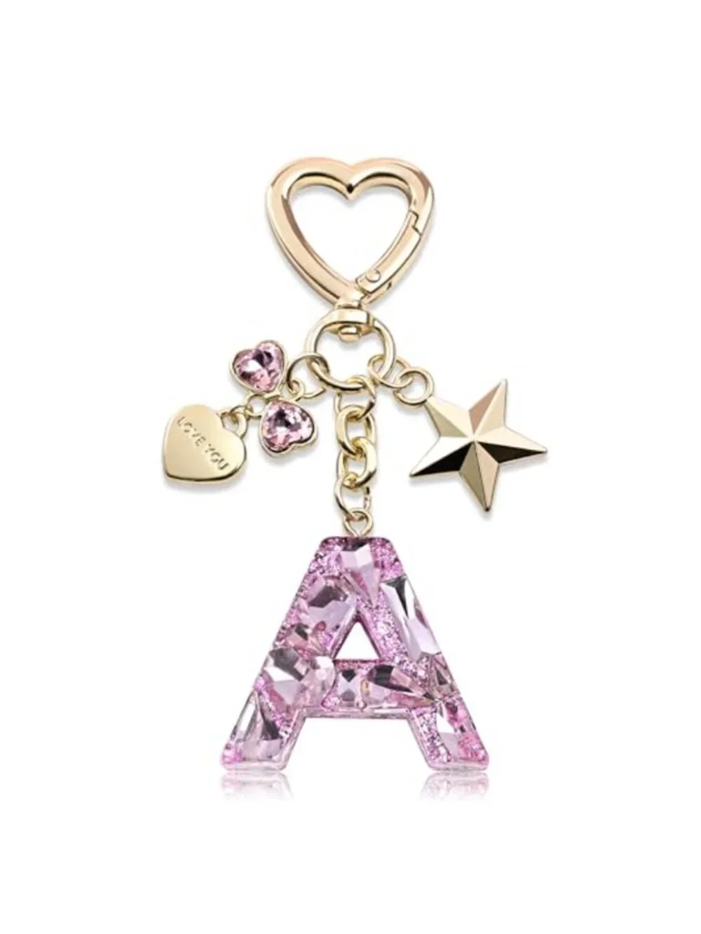 Sparkling Rhinestone Butterfly Initial Letter Keychain for Women, Bag Charm